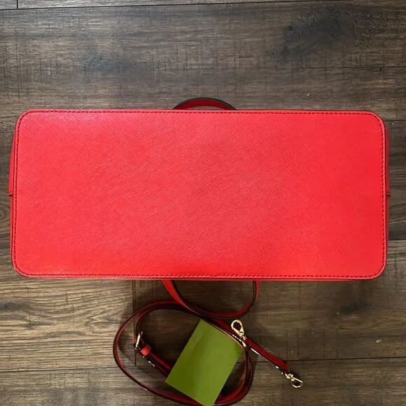 Kate Spade Crab Red Leather Laurel Way Evangelie Crossbody Satchel handbag Purse